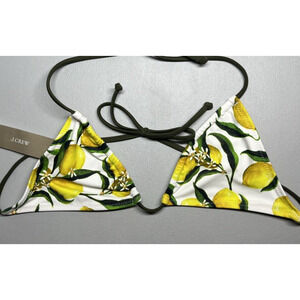 J Crew Perfect String Bikini Swim Top Womens XXS Limoncello Lemons Triangle